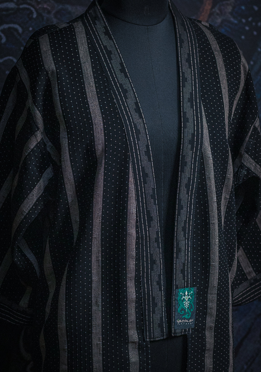 Open Kimono / Indonesian Woven Super Black Reversible - TRIBAL TRAILS